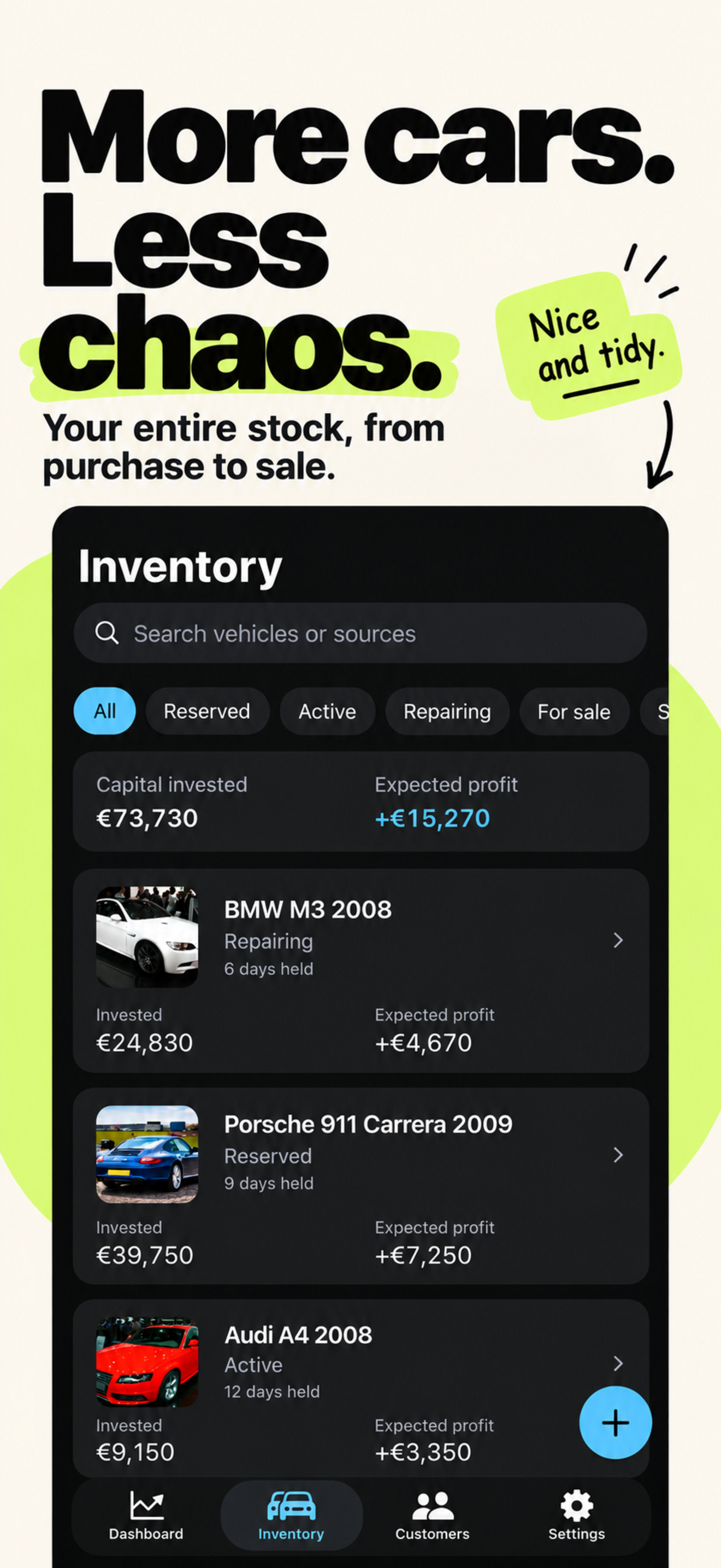 Inventario de vehículos de AutoProfit