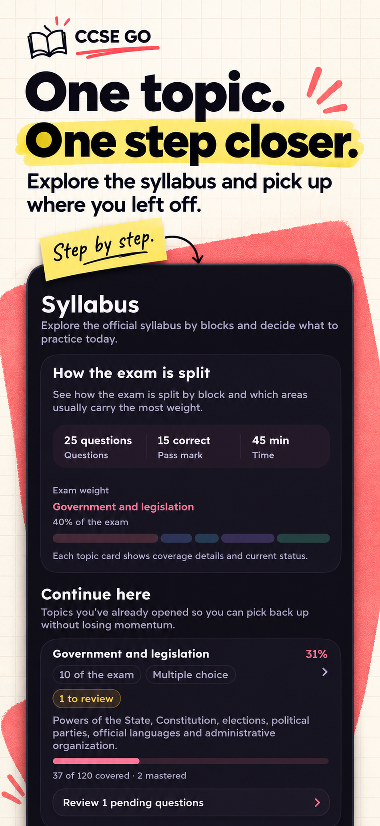 CCSE GO syllabus and study categories