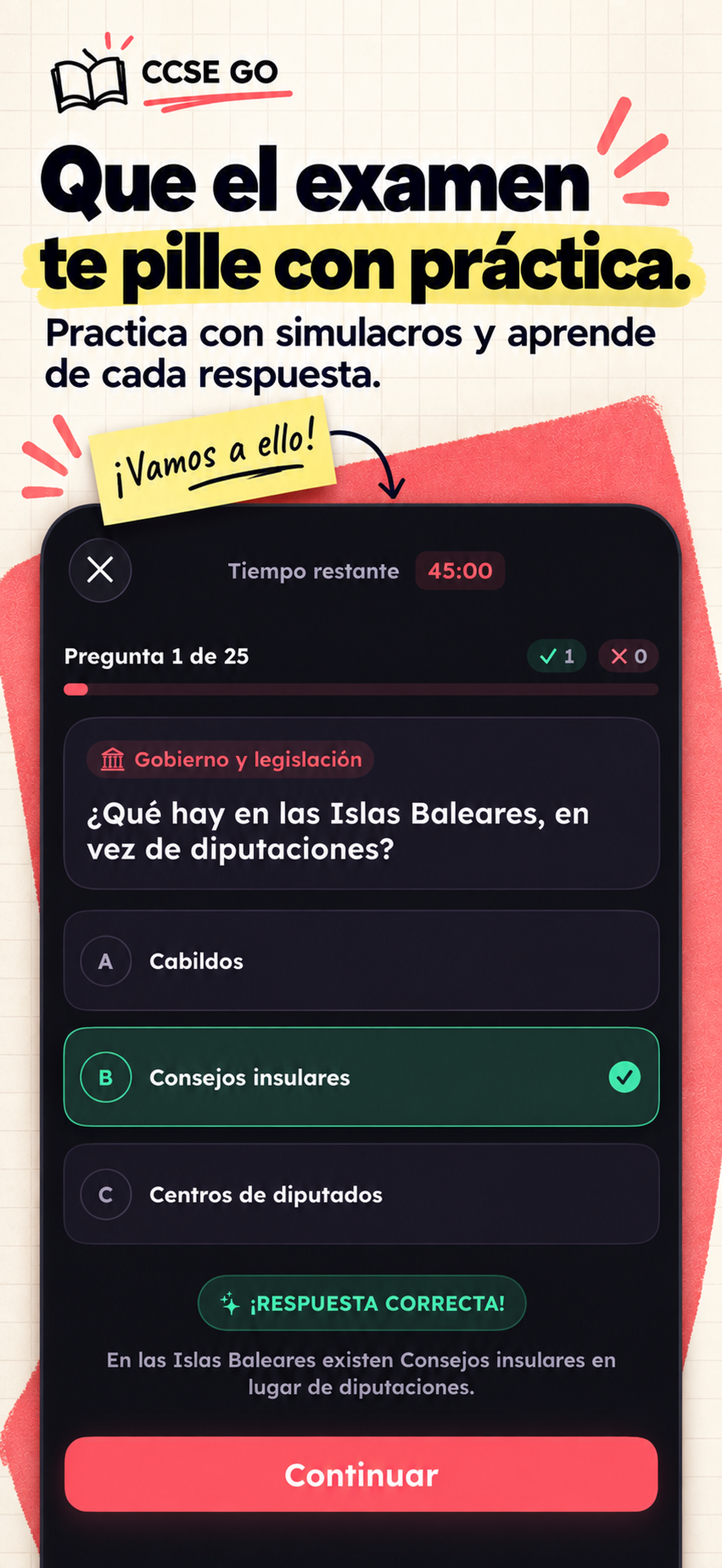 Preguntas del simulacro de examen de CCSE GO