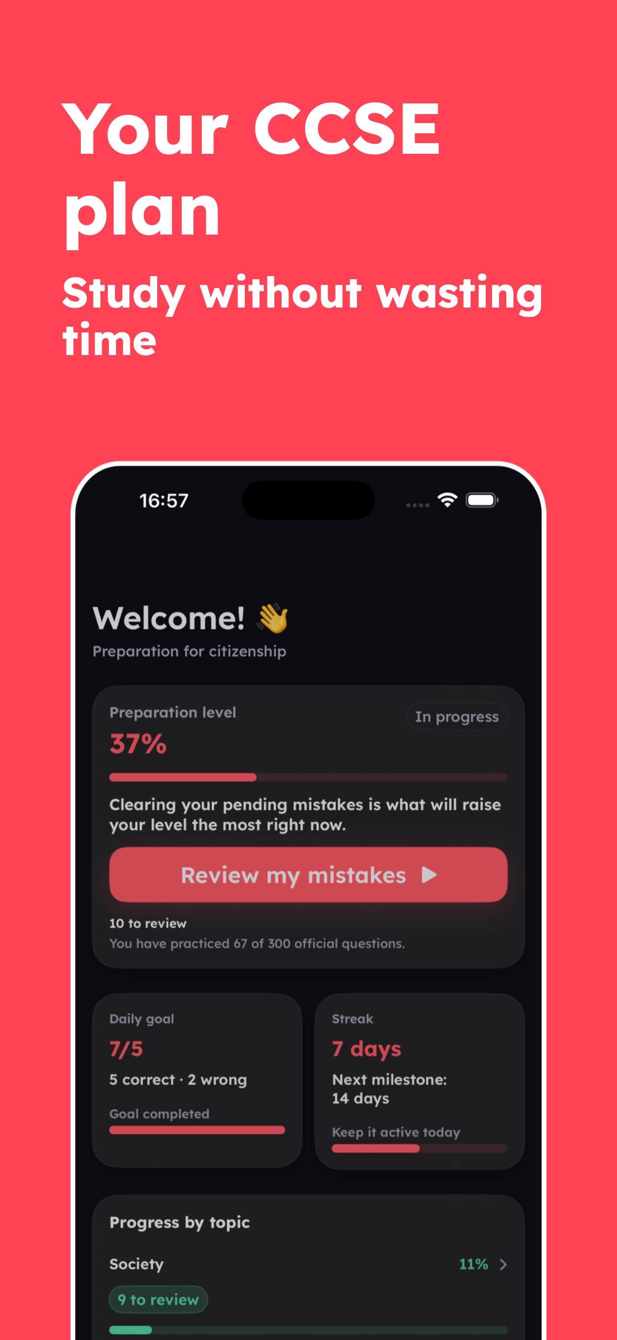 CCSE GO welcome screen