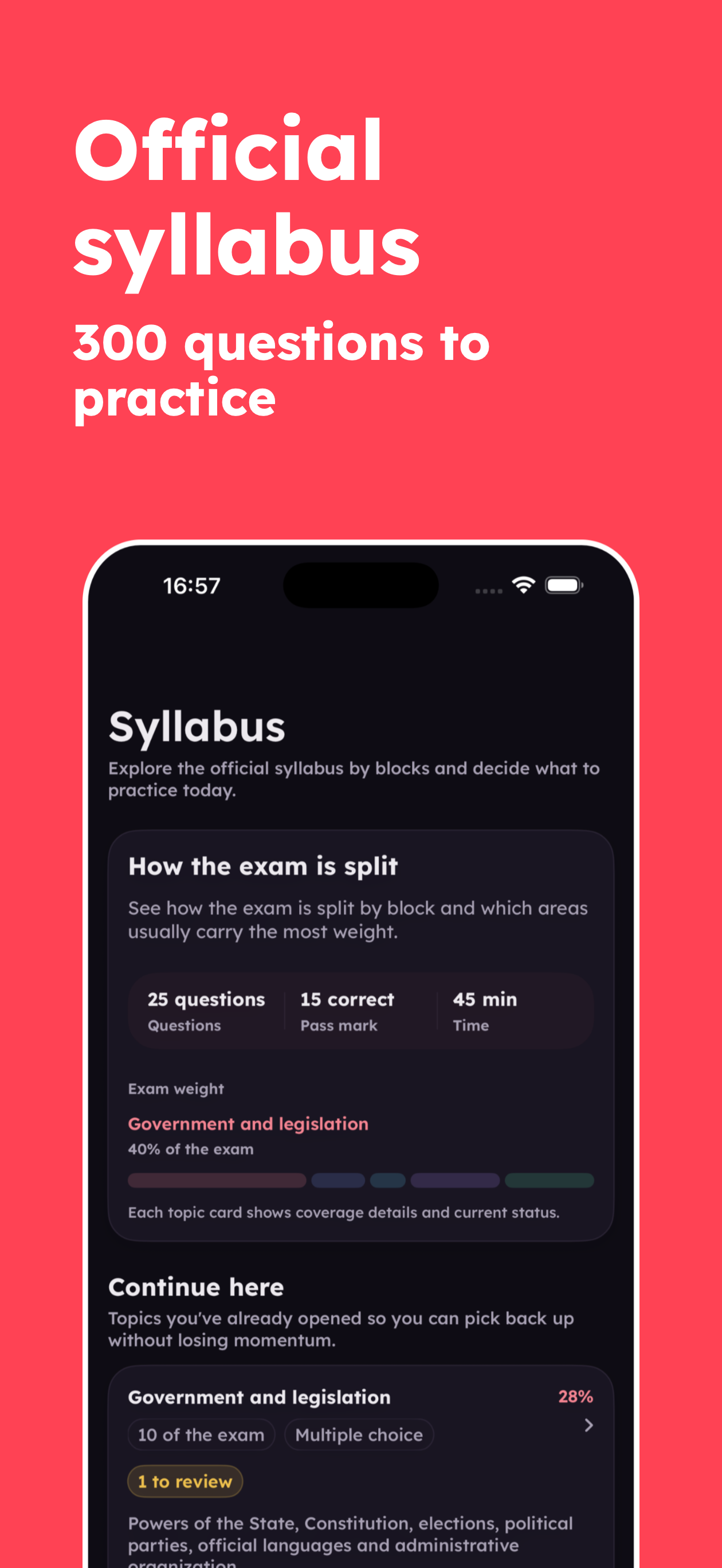 CCSE GO progress screen