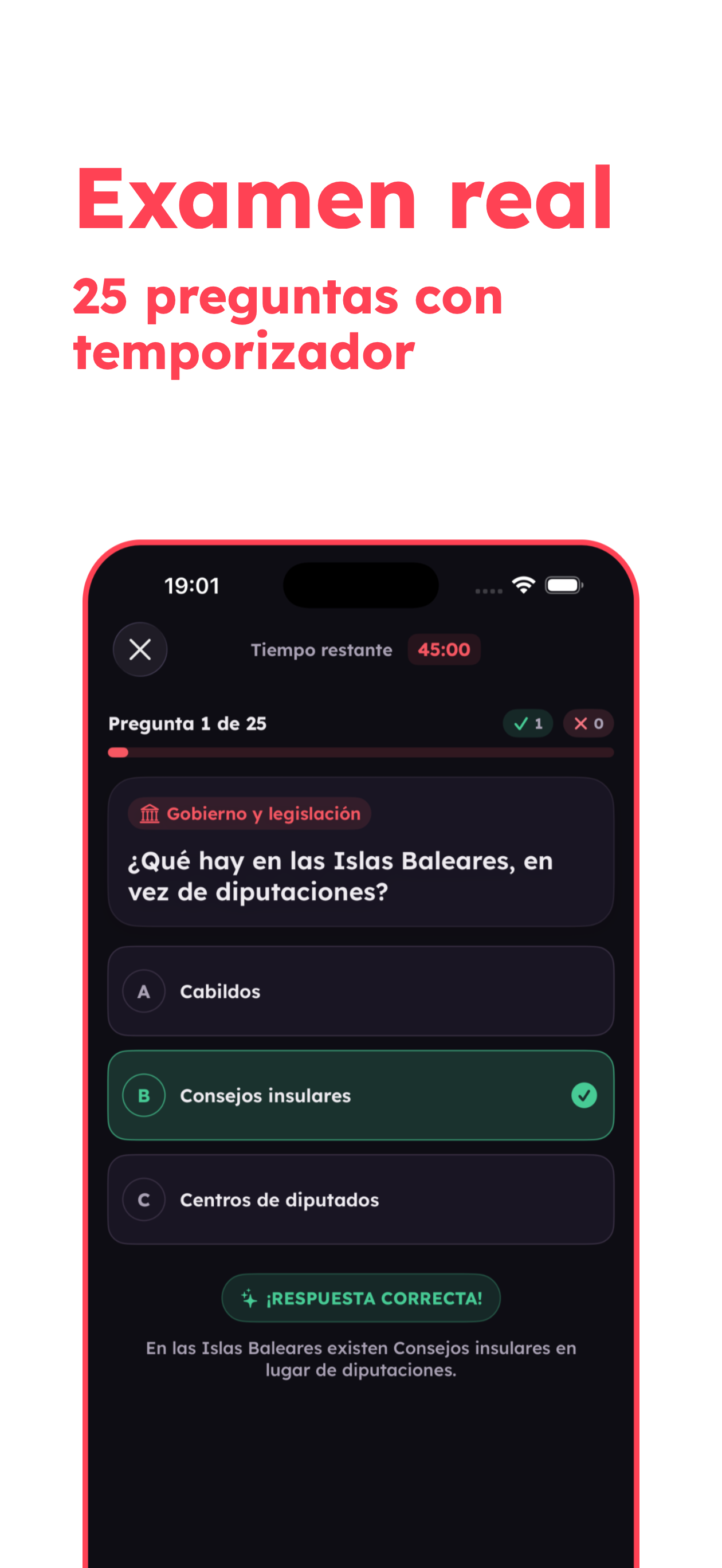 Pantalla de simulacros de CCSE GO